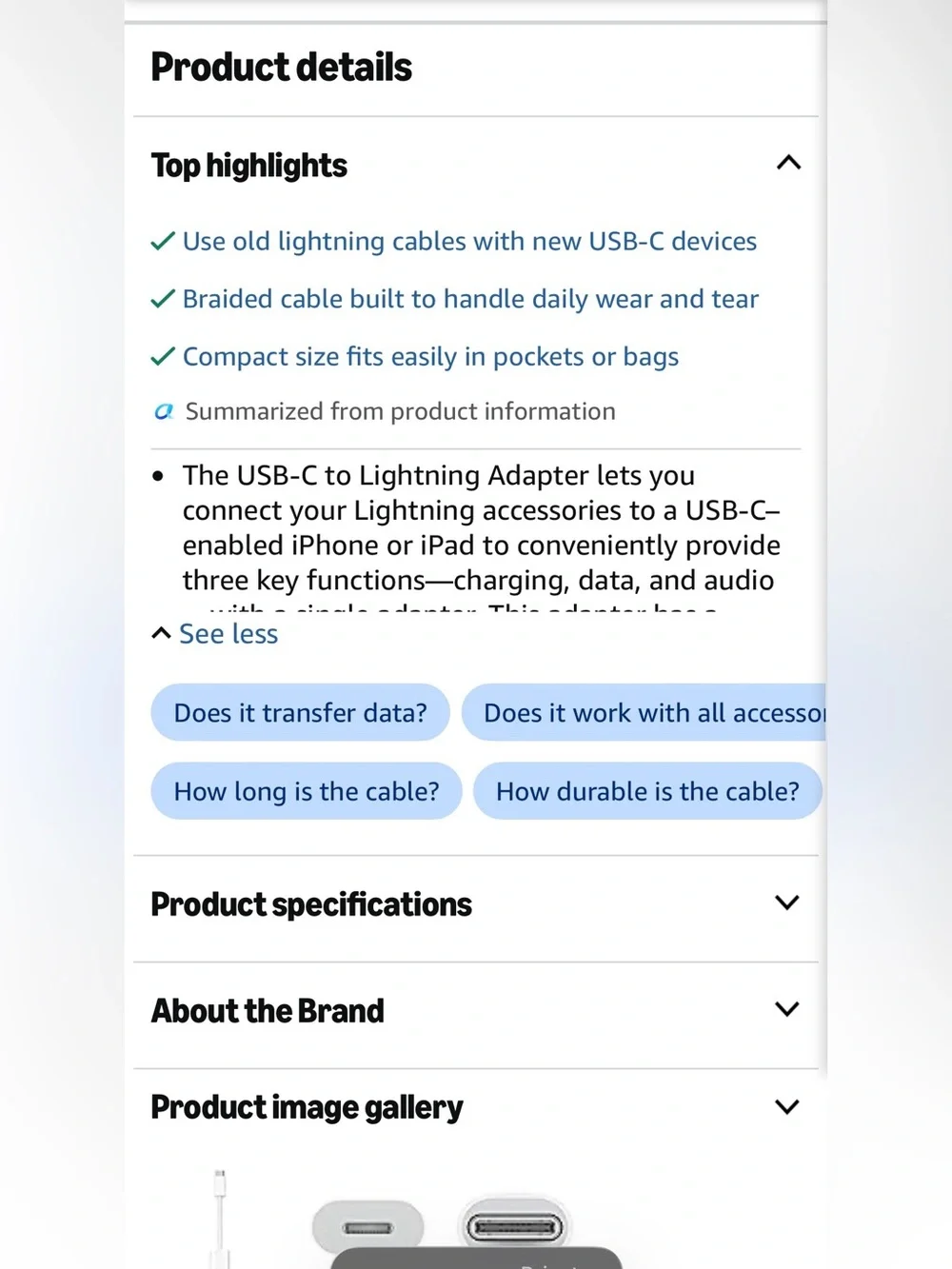 Apple USB-C to Lightning adapter